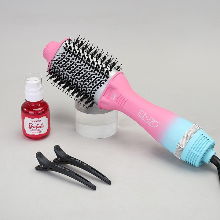 ENZO PROFESSIONAL Brosse 1500w Barbie avec technologie ionique et nano TITANIUM